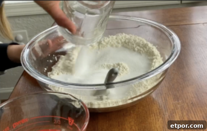 adding salt to flour