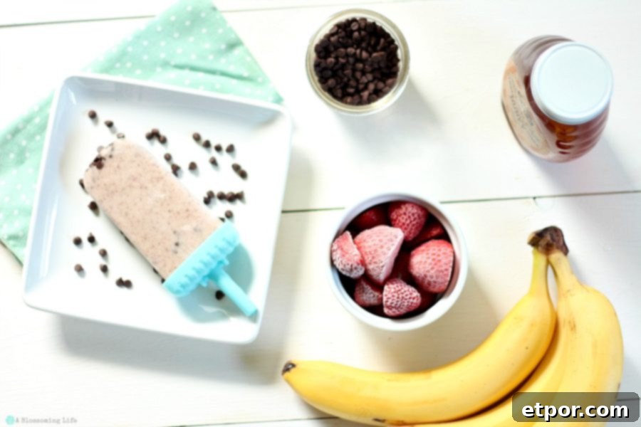 Healthy Banana Split Popsicles