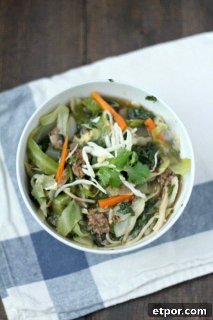 Asian Beef Noodle Soup Recipe is a simple and flavorful beef broth infused with mushrooms, ginger, and garlic.