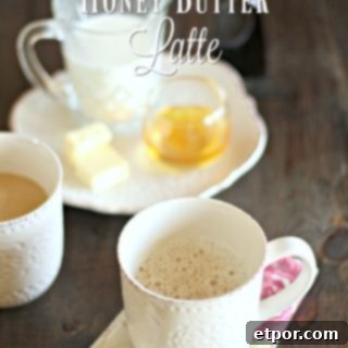 A delicious homemade Honey Butter Latte, ready to be enjoyed.