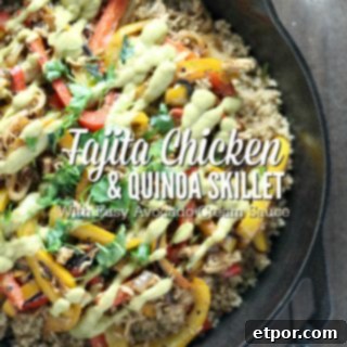 Fajita Chicken and Quinoa Skillet With Easy Avocado Cream Sauce
