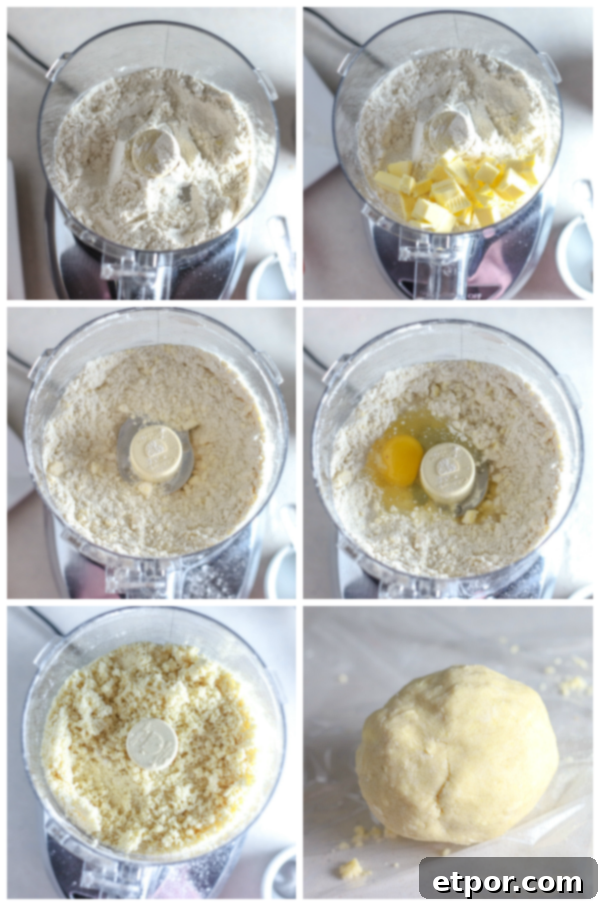 Step by step picture on hot to make gluten free pie dough in the food processor