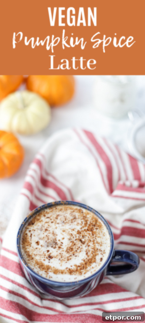 Pin image for vegan pumpkin spice latte recipe