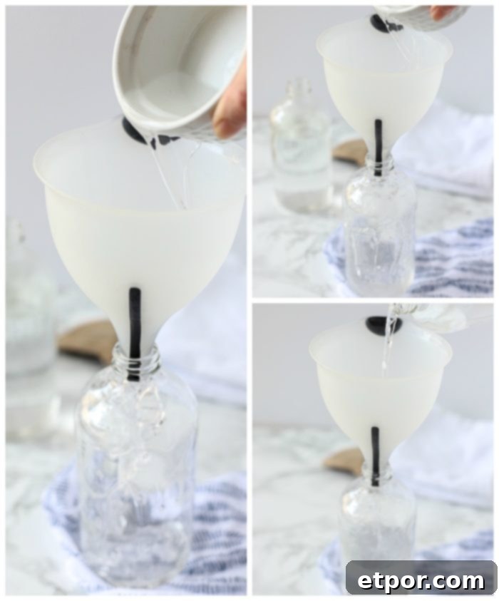 step-by-step pictures making homemade glass cleaner