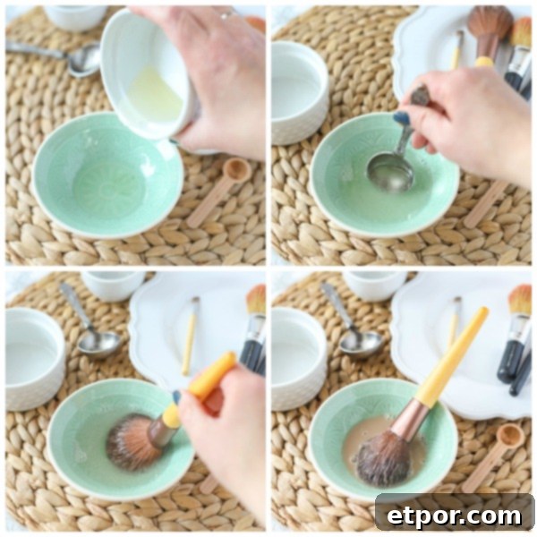 Natural Homemade Brush Wash 3 Step by step how to make DIY makeup brush cleaner and how to clean makeup brushes