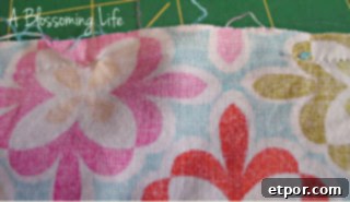 Sewing terry cloth and cotton squares with a 1/4-inch seam allowance, leaving a gap
